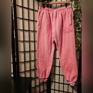 MATTEL 2023 BARBIE Pink‎ Jogger Track Pants Embroidered Barbie & Heart Size XL